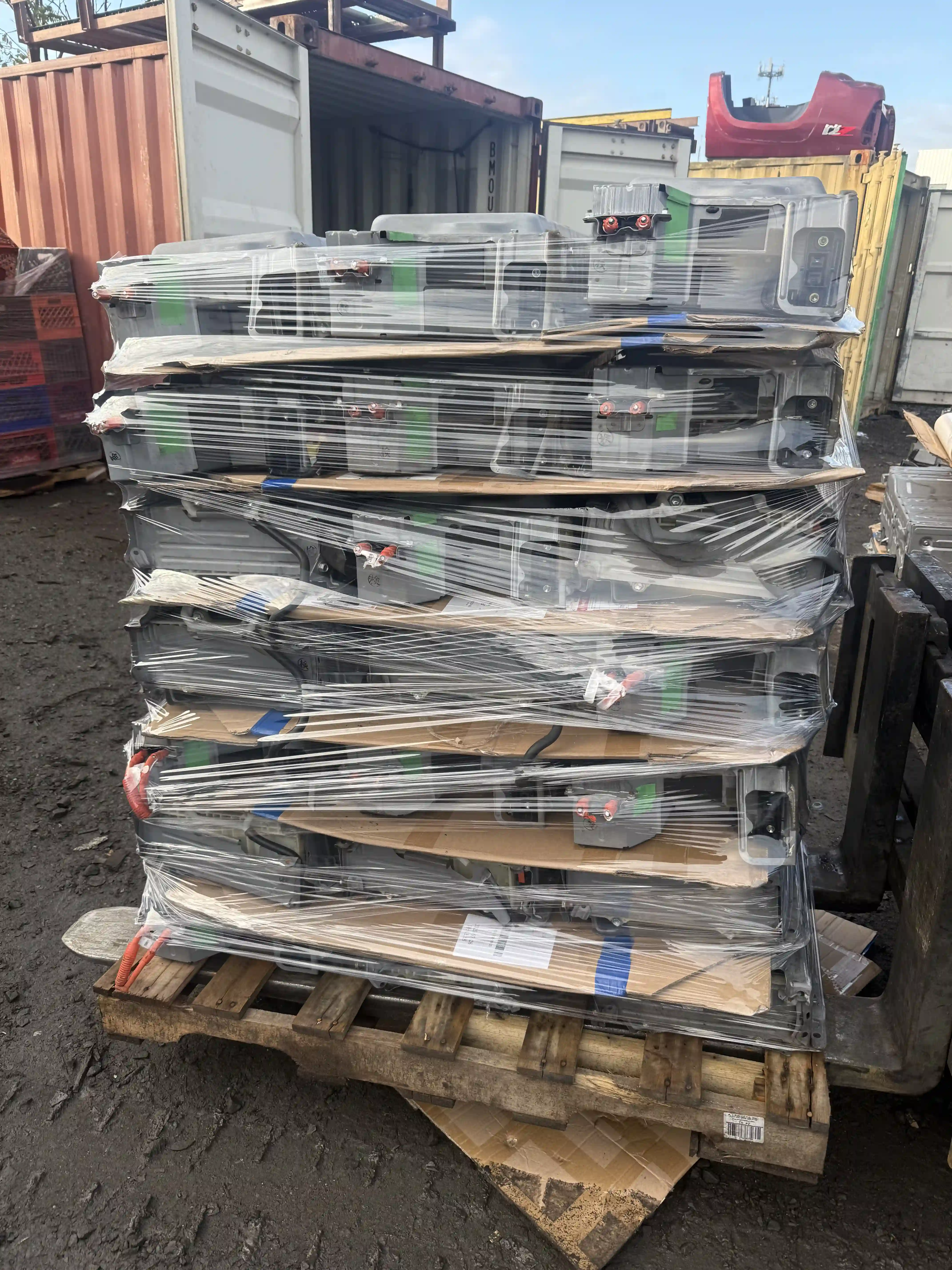 EV battery modules on pallet